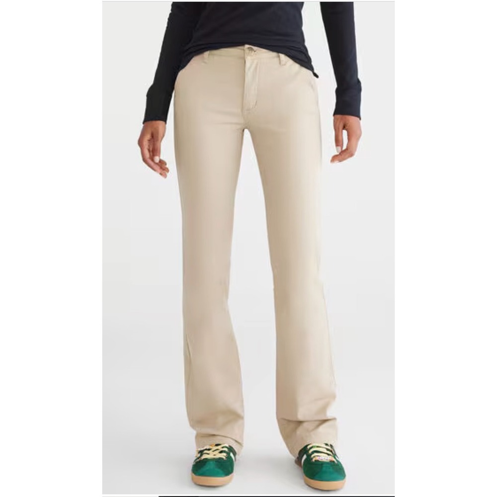 Aeropostale Twill Classic Pants Women's 4 Long Tan‎ Stretch Straight Y2K Preppy
